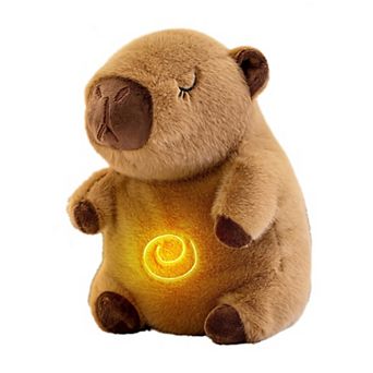 Capybara Breathing Stuffed Animal,Anxiety Relief Capybara Sleeping Plush with Breathing Motion Music