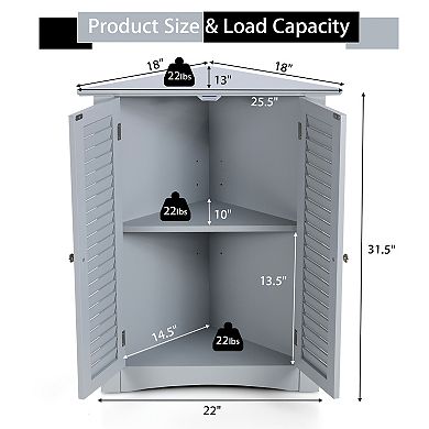Costway Corner Storage Cabinet Freestanding Floor Cabinet Bathroom w/ Shutter Door