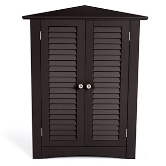 Costway Corner Storage Cabinet Freestanding Floor Cabinet Bathroom w/ Shutter Door