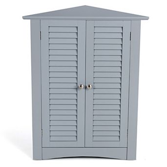 Costway Corner Storage Cabinet Freestanding Floor Cabinet Bathroom w/ Shutter Door