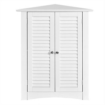 Costway Corner Storage Cabinet Freestanding Floor Cabinet Bathroom w/ Shutter Door