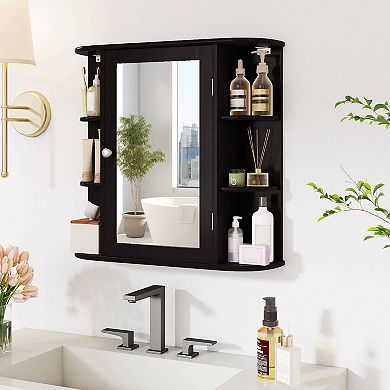 Costway Multipurpose Mount Wall Surface Bathroom Storage Cabinet Mirror
