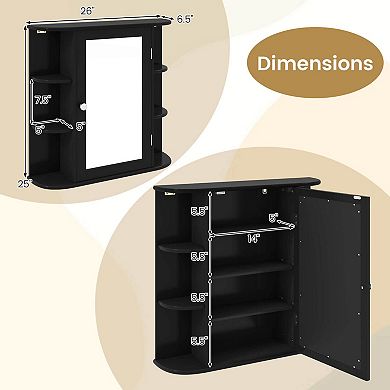 Costway Multipurpose Mount Wall Surface Bathroom Storage Cabinet Mirror