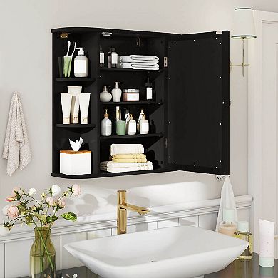 Costway Multipurpose Mount Wall Surface Bathroom Storage Cabinet Mirror