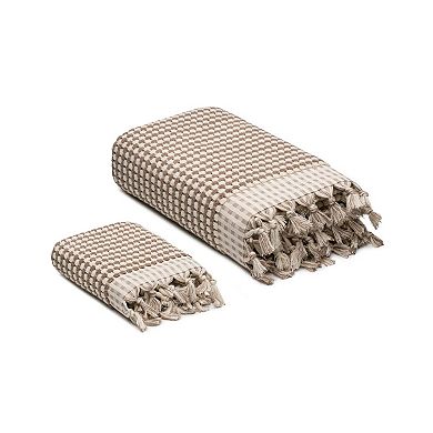 Dots Turkish Cotton Terry Hand Towels - Set of 2