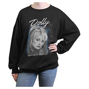 Juniors' Dolly Parton Guitar Portrait Graphic Pullover
