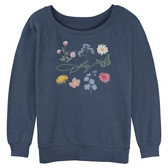 Juniors' Dolly Parton Floral Signature Graphic Pullover