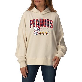Women's Peanuts Snoopy & Woodstock Christmas Oversized Fleece Hoodie Sweatshirt