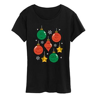 Women's Peanuts Christmas Ornaments Graphic Tee