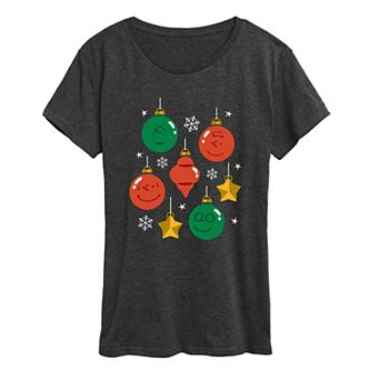 Women's Peanuts Christmas Ornaments Graphic Tee