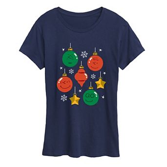 Women's Peanuts Christmas Ornaments Graphic Tee
