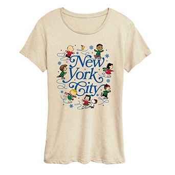Women's Peanuts New York City Ice Skating Christmas Graphic Tee