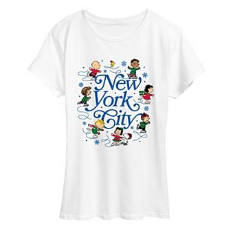 Women's Peanuts New York City Ice Skating Christmas Graphic Tee