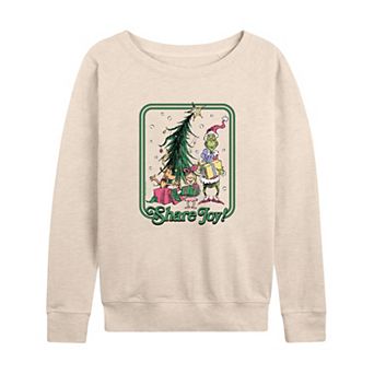 Women's Dr. Seuss The Grinch, Max, & Cindy Lou Who French Terry Long Sleeve Tee
