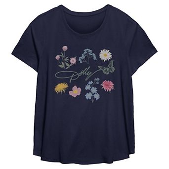 Plus Size Dolly Parton Floral Signature Flowy Graphic Tee