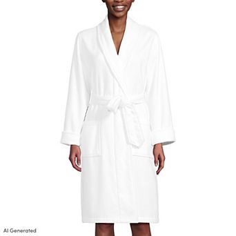 Petite Lands' End Cotton Terry Knee Length Spa Bath Robe