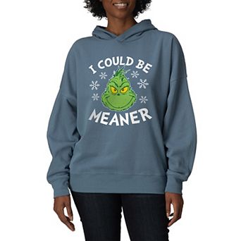 Women's Dr. Seuss The Grinch "I Could Be Meaner" Oversized Fleece Hoodie Sweatshirt