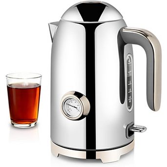 Stainless Steel Electric Kettle with Thermometer, Auto Shut Off & Boil-Dry Protection