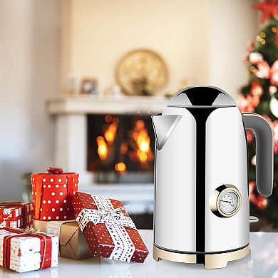 Stainless Steel Electric Kettle with Thermometer, Auto Shut Off & Boil-Dry Protection