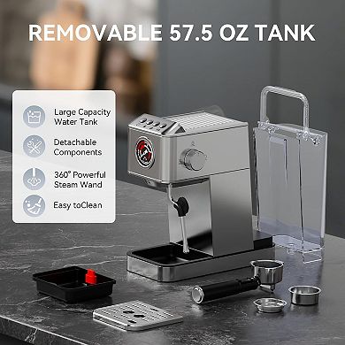 Steam milk froth espresso machine with detachable water tank