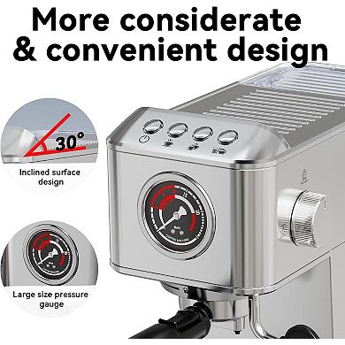 Steam milk froth espresso machine with detachable water tank