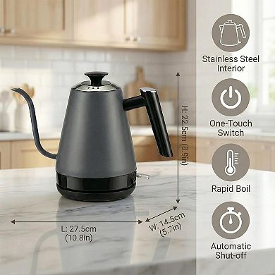 Stainless Steel Gooseneck Kettle, Precise Nozzle, Auto Shut-Off & Dry Burn Protection
