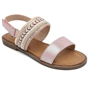 HOMEHOT Girls Sandals Adjustable Hook-and-Loop Comfort Summer Flat Sandals for Little/Big Kids