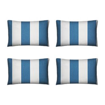 Covers&All Sunbrella Outdoor Lumbar Pillows, Set of 4, Water & UV Fade Resistant (Insert with Cover)
