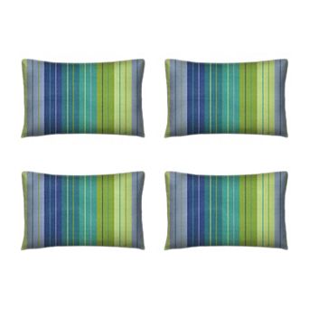 Covers&All Sunbrella Outdoor Lumbar Pillows, Set of 4, Water & UV Fade Resistant (Insert with Cover)