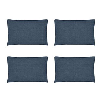 Covers&All Sunbrella Outdoor Lumbar Pillows, Set of 4, Water & UV Fade Resistant (Insert with Cover)