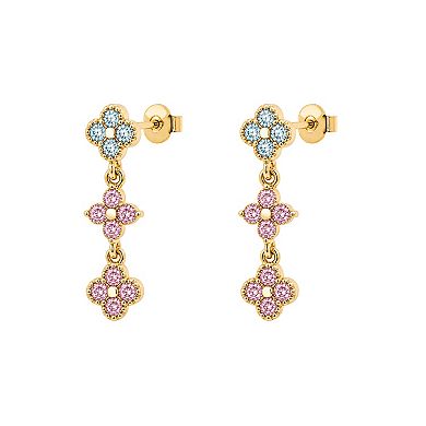 PRIMROSE 14k Gold Flash Plated Cubic Zirconia Flower Drop Earrings