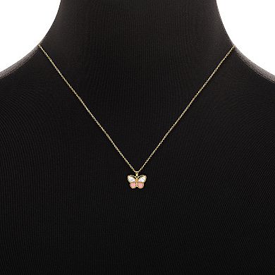 PRIMROSE 14k Gold Flash Plated Beaded Butterfly Pendant Necklace