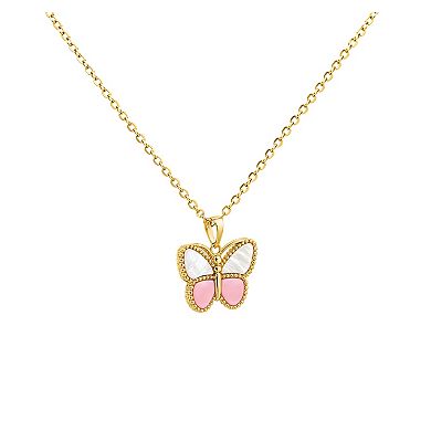 PRIMROSE 14k Gold Flash Plated Beaded Butterfly Pendant Necklace