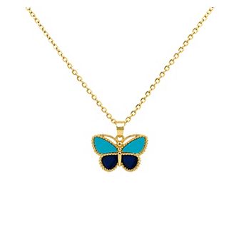 PRIMROSE 14k Gold Flash Plated Beaded Butterfly Pendant Necklace