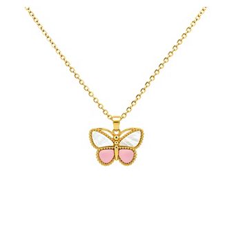 PRIMROSE 14k Gold Flash Plated Beaded Butterfly Pendant Necklace