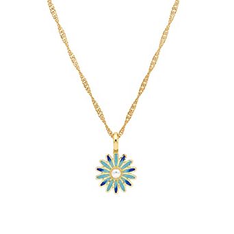 PRIMROSE 14k Gold Flash Plated Simulated Pearl Flower Pendant Necklace