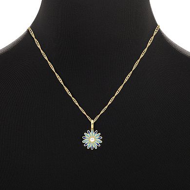 PRIMROSE 14k Gold Flash Plated Simulated Pearl Flower Pendant Necklace