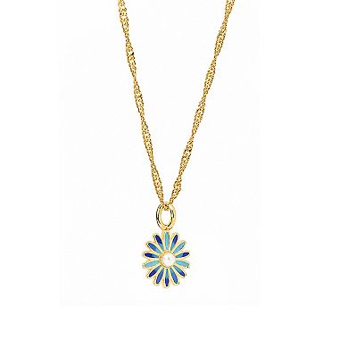 PRIMROSE 14k Gold Flash Plated Simulated Pearl Flower Pendant Necklace
