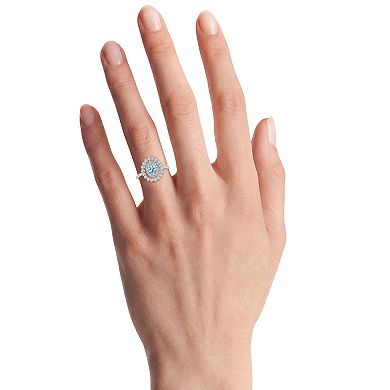 PRIMROSE Fine Silver Plated Cubic Zirconia Oval Band Ring