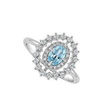 PRIMROSE Fine Silver Plated Cubic Zirconia Oval Band Ring