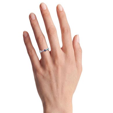 PRIMROSEFine Silver Plated Cubic Zirconia Multi Flower Eternity Band Ring