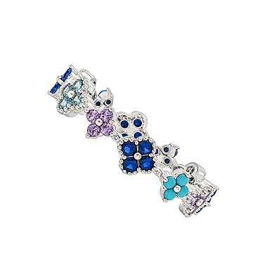 PRIMROSEFine Silver Plated Cubic Zirconia Multi Flower Eternity Band Ring