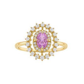 PRIMROSE Gold-Tone Cubic Zirconia Frame Oval Band Ring