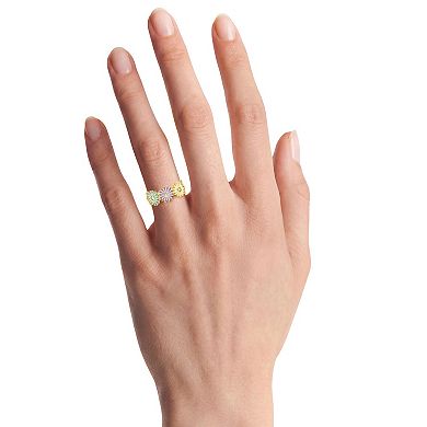 PRIMROSE 14k Gold Flash Plated Cubic Zirconia Multi Flower Band Ring