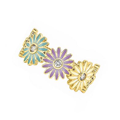 PRIMROSE 14k Gold Flash Plated Cubic Zirconia Multi Flower Band Ring