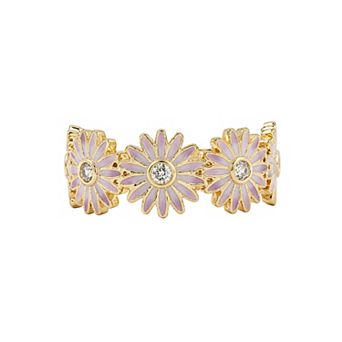 PRIMROSE 14k Gold Flash Plated Cubic Zirconia Multi Flower Band Ring
