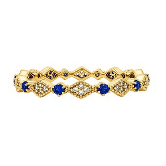 PRIMROSE 14k Gold Flash Plated Cubic Zirconia & Nano Stone Band Ring
