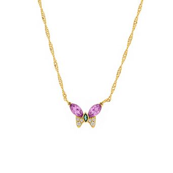 PRIMROSE 14k Gold Flash Plated Cubic Zirconia Butterfly Pendant Necklace