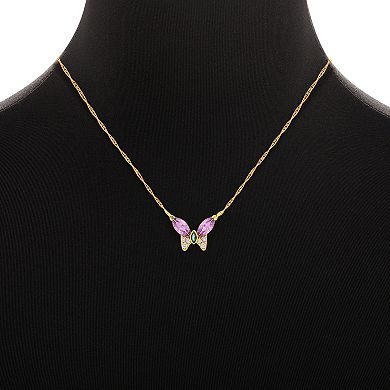 PRIMROSE 14k Gold Flash Plated Cubic Zirconia Butterfly Pendant Necklace