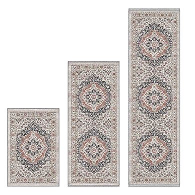 BOGASYL Vintage 3 Piece Non Slip Kitchen Rug Set